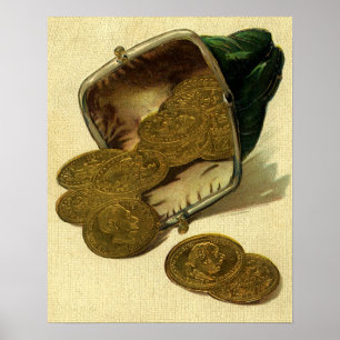 Vintage-Unternehmensfinanzierung, Goldmünzgeld in Poster