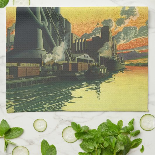 Vintage Unternehmensgruppe, Herstellung auf Dock Geschirrtuch (Gefaltet)