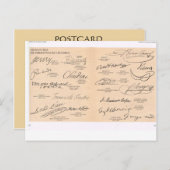 Vintage Unterschriften berühmter Menschen Postkarte (Vorne/Hinten)