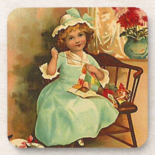 Vintage Untersetzer Quilter beschäftigte (Vorderseite)