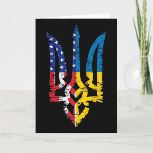 Vintage Unterstütze Ukraine Amerikanische Flagge U Karte