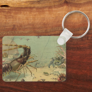 Vintage-Unterwasser-Meeresleben, Tiere im Ozean Schlüsselanhänger