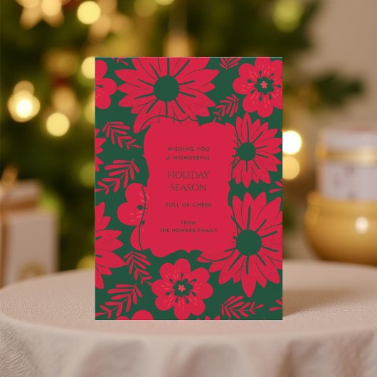 Vintage Urlaubskarte Wasser Rote Grüne Blüte