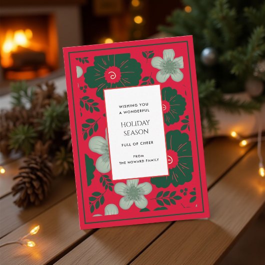 Vintage Urlaubskarte Wasser Rote Grüne Blüte