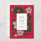 Vintage Urlaubskarte Wasser Rote Grüne Blüte (Vorderseite)