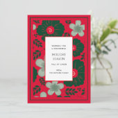 Vintage Urlaubskarte Wasser Rote Grüne Blüte (Stehend Vorderseite)