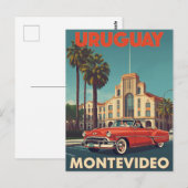 Vintage Uruguay Travel Poster Convertible Car Postkarte (Vorne/Hinten)