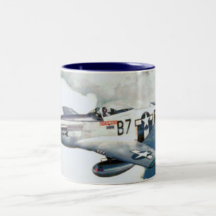 Vintage US Air Force P-51D Mustang aus dem Zweiten Zweifarbige Tasse