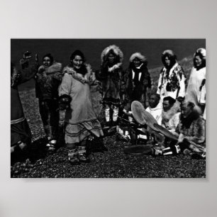 Vintage US Alaska Eskimo Tänzer Poster