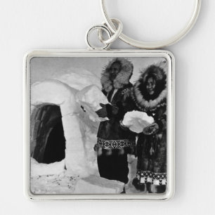 Vintage US Alaska Iglu-Erbauer 1970 Schlüsselanhänger