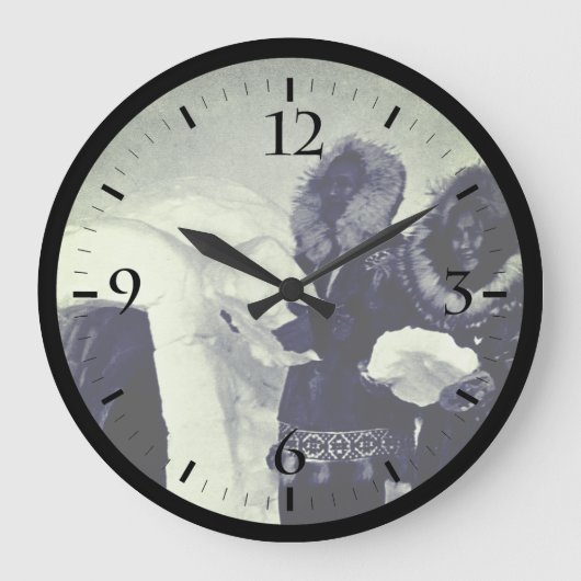 Vintage US Alaska Iglu-Erbauer Große Wanduhr (Vorderseite)