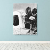 Vintage US Alaska Iglu-Erbauer Leinwanddruck (Insitu (Holzboden))
