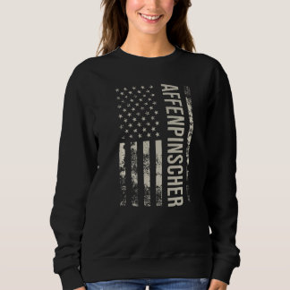 Vintage US American Flag Affenpinscher Dog Premium Sweatshirt