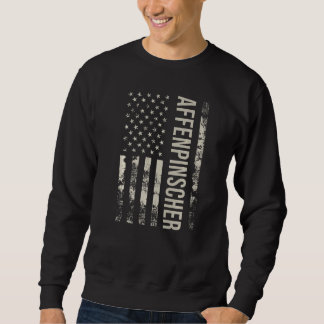 Vintage US American Flag Affenpinscher Dog Premium Sweatshirt
