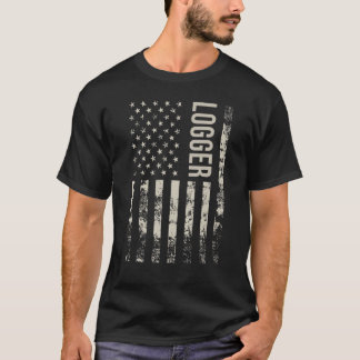 Vintage US American Flag Logger T-Shirt