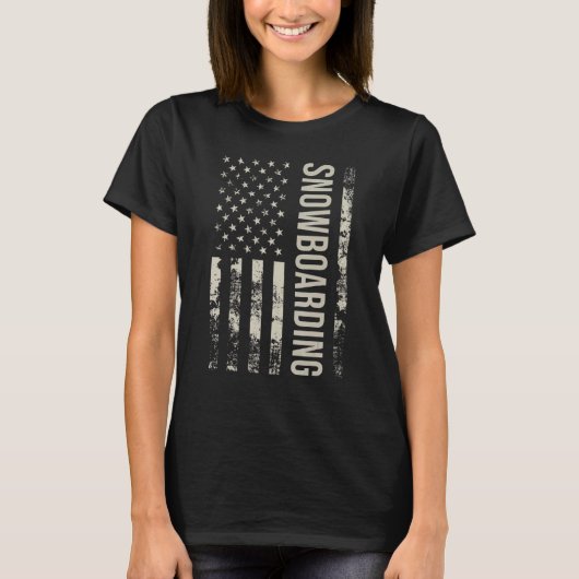 Vintage US American Flag Snowboarding T-Shirt (Vorderseite)