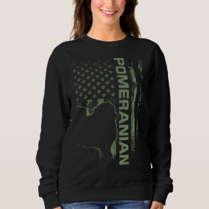 Vintage US-amerikanische Camouflage Flag Spitz Dog Sweatshirt