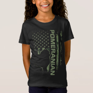 Vintage US-amerikanische Camouflage Flag Spitz Dog T-Shirt