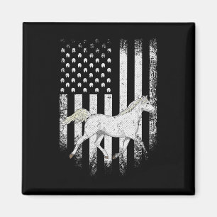 Vintage US-amerikanische Flagge Arabian Horseback Magnet