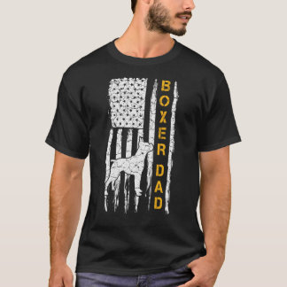 Vintage US-amerikanische Flagge Boxer Dog Vater Si T-Shirt