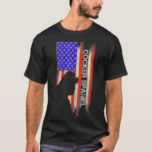 Vintage US-amerikanische Flagge Cocker Spaniel Sil T-Shirt