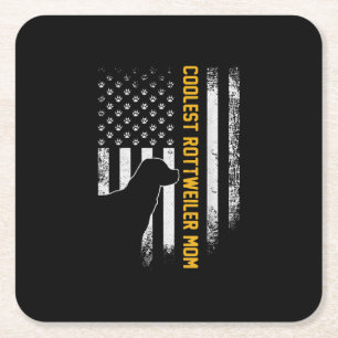 Vintage US-amerikanische Flagge Coole Rottweiler-M Rechteckiger Pappuntersetzer
