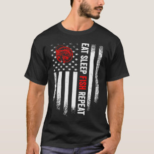 Vintage US-amerikanische Flagge Eat Sleep Fish Rep T-Shirt