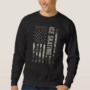 Vintage-US-amerikanische-Flagge-Eislaufen-Premium Sweatshirt