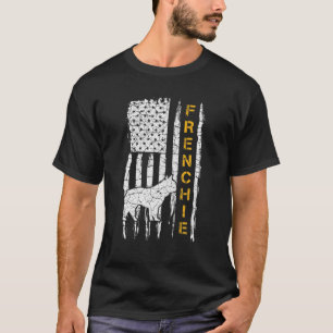 Vintage US-amerikanische Flagge Französisch Bulldo T-Shirt