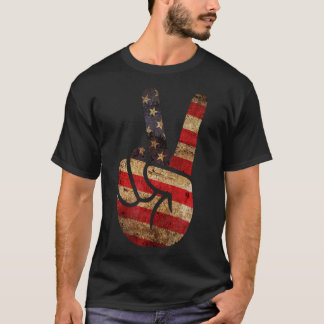 Vintage-us-amerikanische Flagge Friedenszeichen Ha T-Shirt