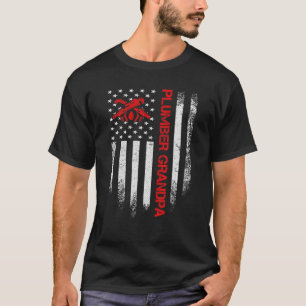 Vintage-US-amerikanische-Flagge-Klempner-Opa-Kanal T-Shirt