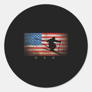 Vintage US-amerikanische Flagge Klettererinnen Runder Aufkleber
