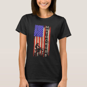 Vintage US-amerikanische Flagge Motocross Dirt Bik T-Shirt