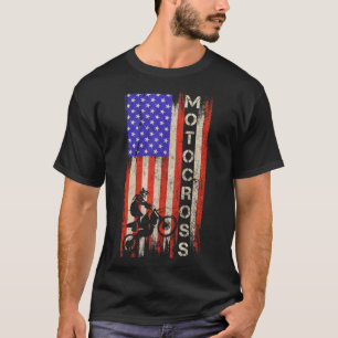 Vintage US-amerikanische Flagge Motocross Dirt Bik T-Shirt