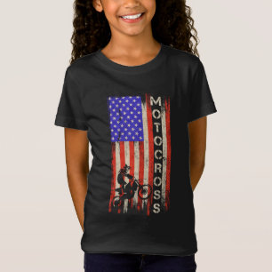 Vintage US-amerikanische Flagge Motocross Dirt Bik T-Shirt