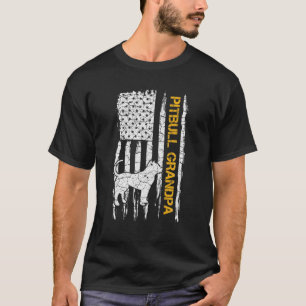 Vintage US-amerikanische Flagge Pitbuli Grandpa Pi T-Shirt