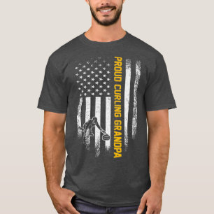 Vintage US-amerikanische Flagge Proud Curling Opa T-Shirt