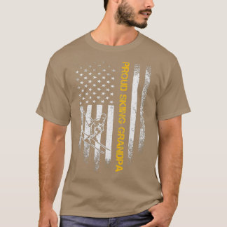 Vintage US-amerikanische Flagge Proud Ski Opa T-Shirt