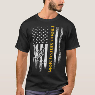 Vintage US-amerikanische Flagge Proud Skifahren Ma T-Shirt
