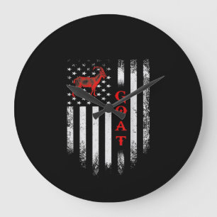 Vintage-US-amerikanische-Flagge-Ziege Große Wanduhr