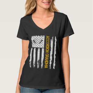 Vintage US-amerikanische Flaggenakkordion Oma Silh T-Shirt