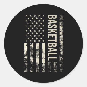 Vintage US-amerikanischer Flag Basketball Premium  Runder Aufkleber