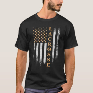 Vintage-US-amerikanischer-Flagge-Lacrosse-Spieler- T-Shirt