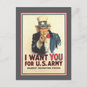 Vintage US Army altes Rekrutierungsposter Postkart Postkarte