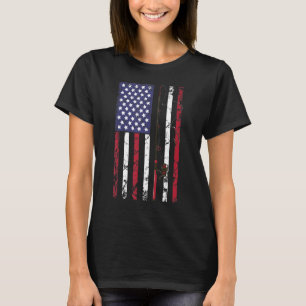 Vintage US-Fischerei unter amerikanischer Flagge F T-Shirt