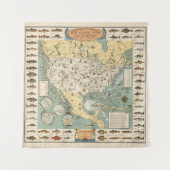 Vintage US-Fischkarte Wandteppich (Vorderseite)