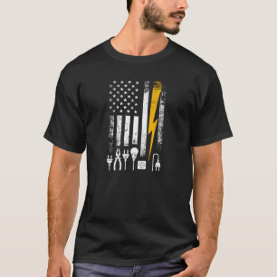 Vintage-US-Flag-Leitungsmonteur-Elektriker-Werkzeu T-Shirt