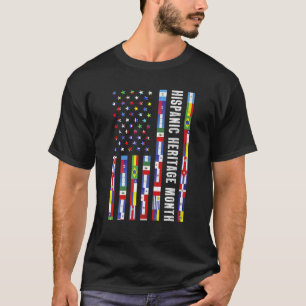 Vintage US-Flagge Alle Länder Retro Hispanic Heri T-Shirt