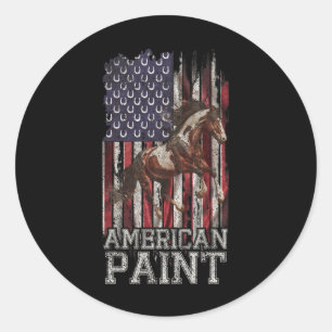 Vintage US-Flagge American Paint Horse Lover2 Runder Aufkleber