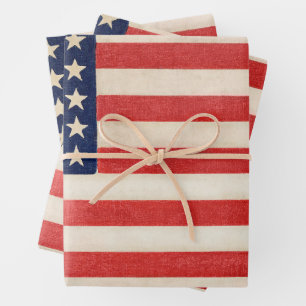 Vintage US Flagge - amerikanische Flagge Geschenkpapier Set